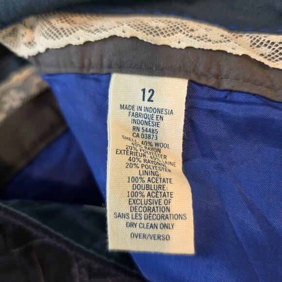 Vintage American Eagle Womens Y2K Pinstripe Pants Low Rise Wide Leg Sz 12 Wool - Picture 9 of 9